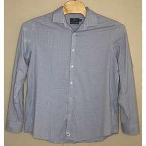 Vineyard Vines Performance Men XL Blue Pink Plaid Nylon Blend‎ Slim Cooper Shirt